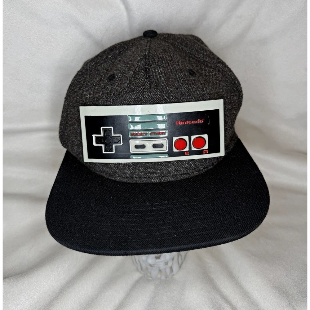 Nintendo NES Controller Gray Black Snapback Hat Cap One Size Fits Most